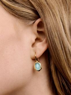 Monica Vinader Odyssey Gemstone Drop Earrings - view 2, Gold/Aquamarine