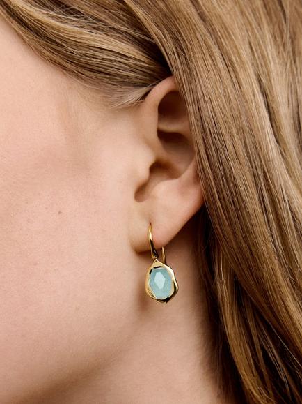 Monica Vinader Odyssey Gemstone Drop Earrings - view 2, Gold/Aquamarine