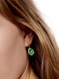 Monica Vinader Odyssey Gemstone Drop Earrings, Gold/Green Onyx