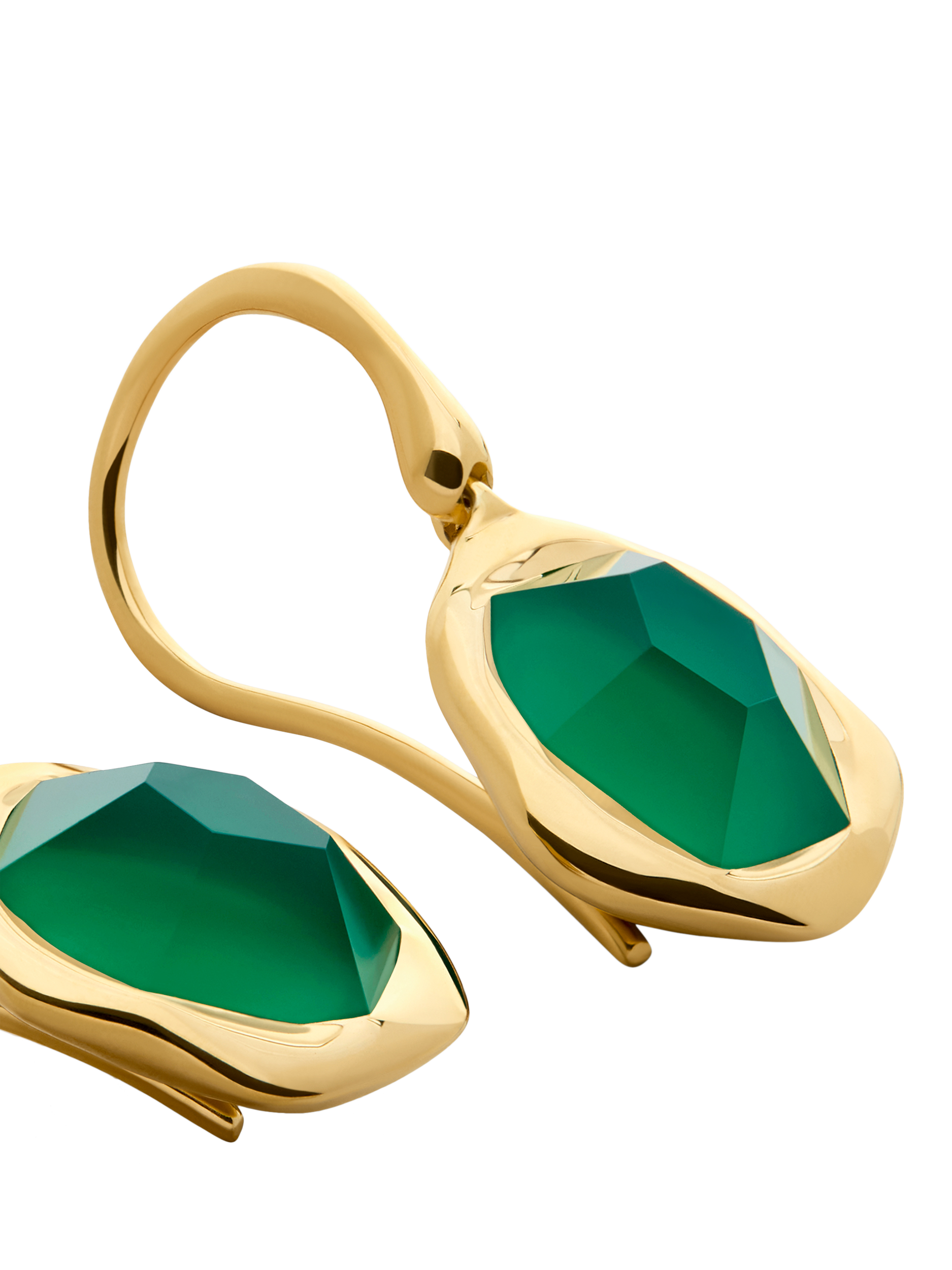 Product image 3 of 4, which shows Monica Vinader Odyssey Gemstone Drop Earrings, Gold/Green Onyx