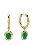 Monica Vinader Odyssey Huggie Earrings, Gold/Green Onyx