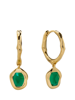 Monica Vinader Odyssey Huggie Earrings, Gold/Green Onyx