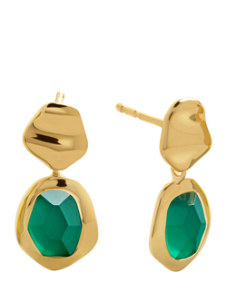 Monica Vinader Odyssey Small Drop Earrings, Green Onyx/Gold, Green
