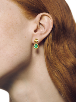 Monica Vinader Odyssey Small Drop Earrings, Green Onyx/Gold - view 2, Green
