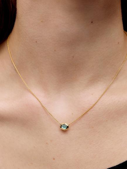 Monica Vinader Odyssey Gemstone Chain Necklace - view 2, Gold/Aquamarine