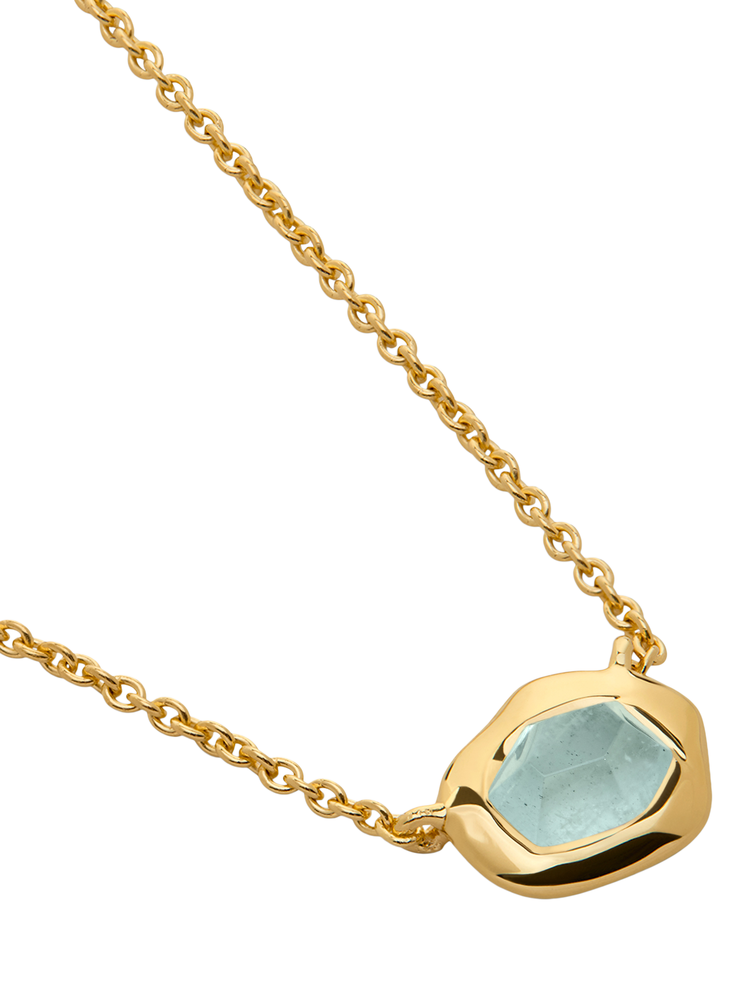 Product image 5 of 5, which shows Monica Vinader Odyssey Gemstone Chain Necklace, Gold/Aquamarine