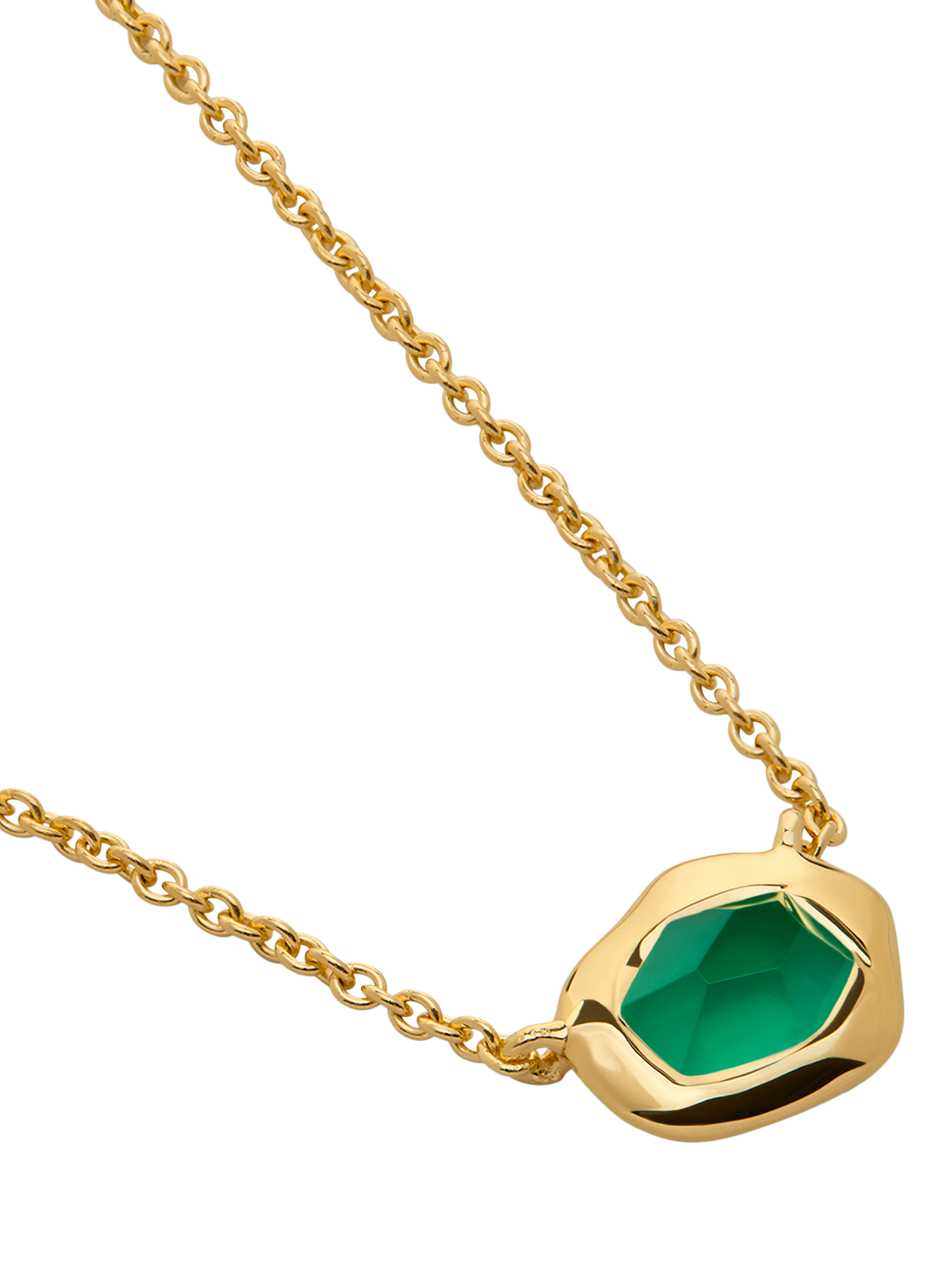 Product image 1 of 5, which shows Monica Vinader Odyssey Gemstone Chain Necklace, Gold/Green Onyx