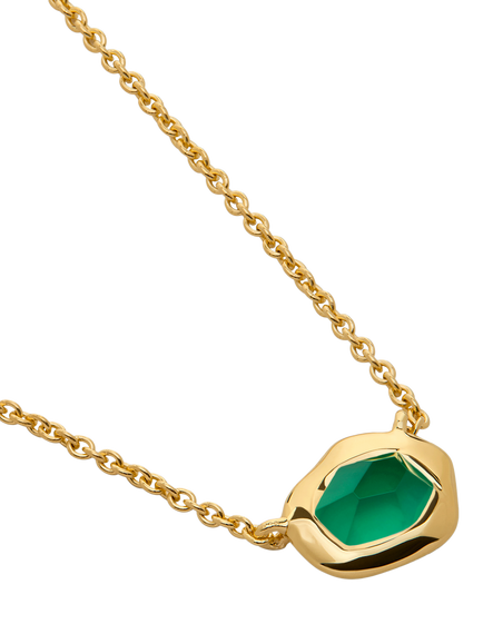 Monica Vinader Odyssey Gemstone Chain Necklace, Gold/Green Onyx