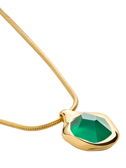 Monica Vinader Odyssey Gemstone Snake Chain Necklace, Green Onyx/Gold, Gold/Green