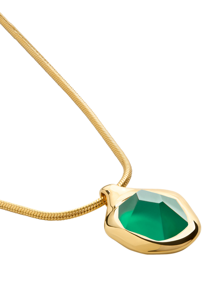 Monica Vinader Odyssey Gemstone Snake Chain Necklace, Green Onyx/Gold, Gold/Green