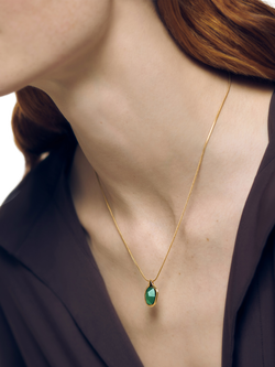 Monica Vinader Odyssey Gemstone Snake Chain Necklace, Green Onyx/Gold - view 2, Gold/Green