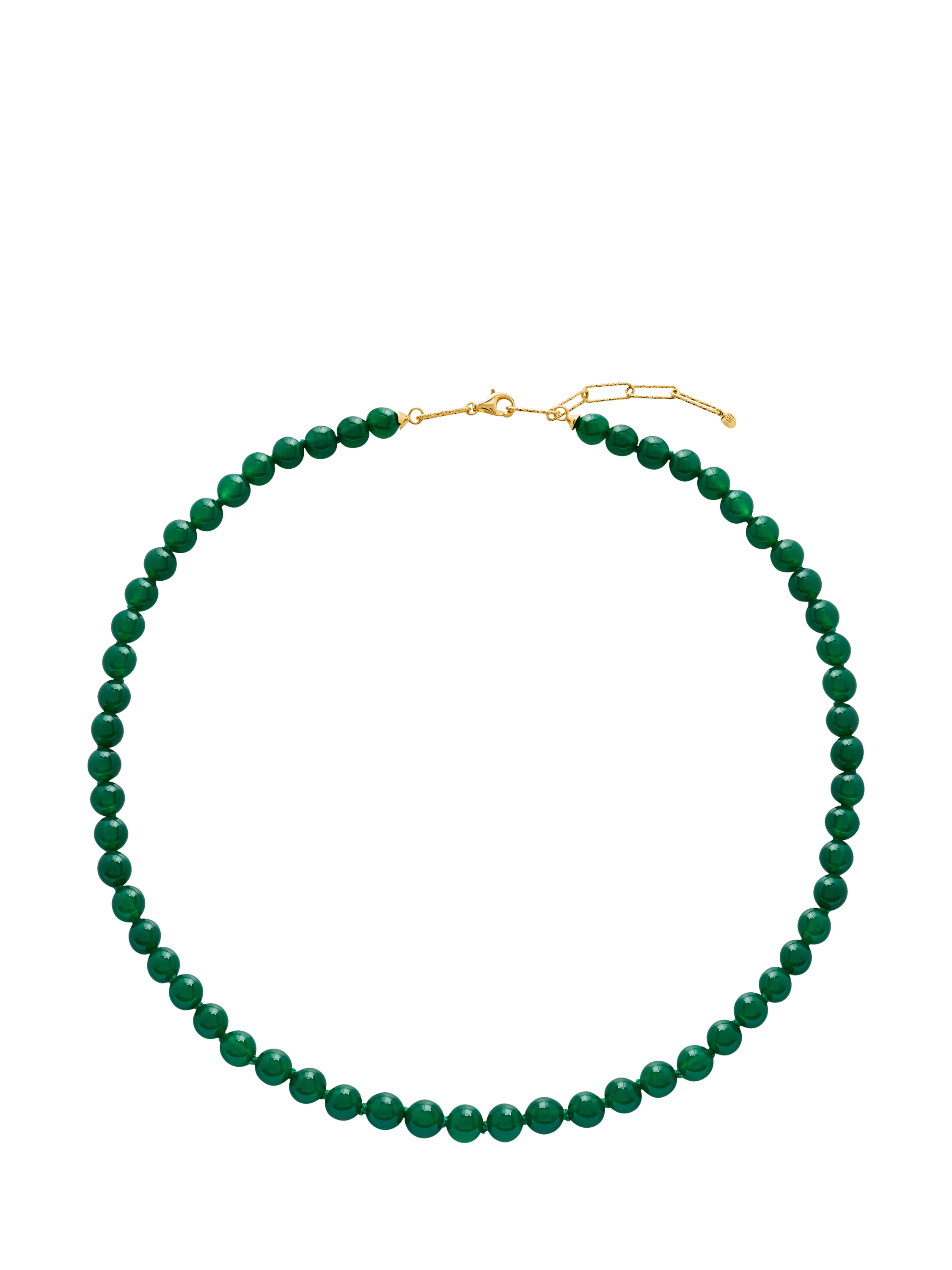 Product image 1 of 5, which shows Monica Vinader Bead Necklace, Green Onyx/Gold