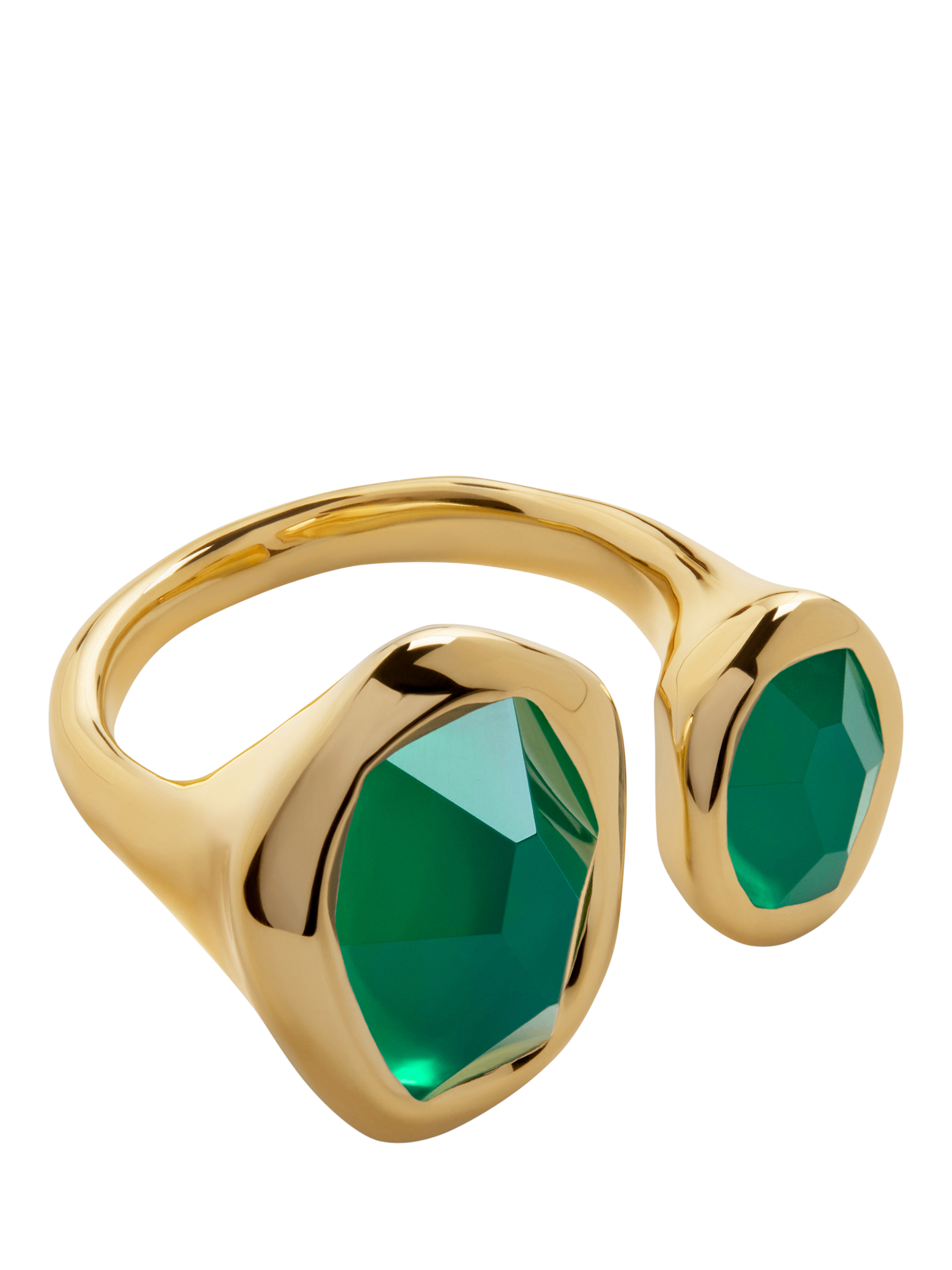 Product image 1 of 4, which shows Monica Vinader Odyssey Open Ring, Green Onyx/Gold, K