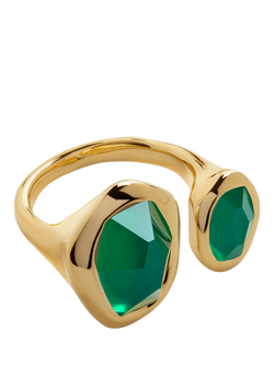 Monica Vinader Odyssey Open Ring, Green Onyx/Gold, Gold/Green