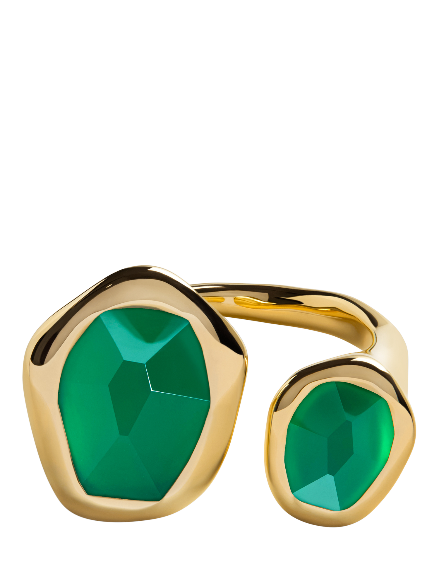 Product image 3 of 4, which shows Monica Vinader Odyssey Open Ring, Green Onyx/Gold, K