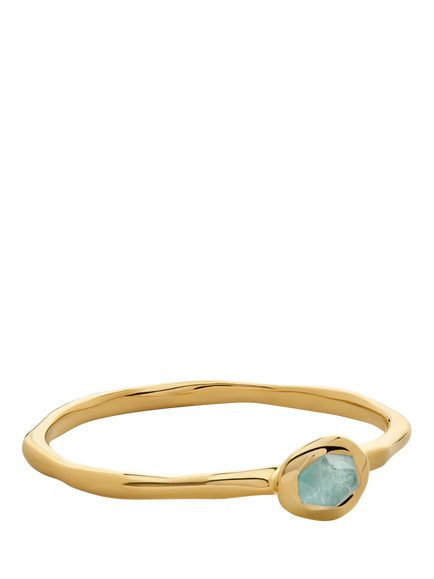 Monica Vinader Odyssey Gemstone Stacking Ring, Aquamarine/Gold, Gold/Blue