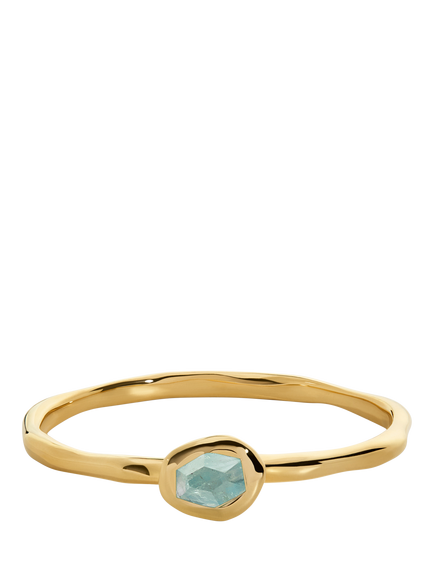 Monica Vinader Odyssey Gemstone Stacking Ring, Aquamarine/Gold - view 2, Gold/Blue
