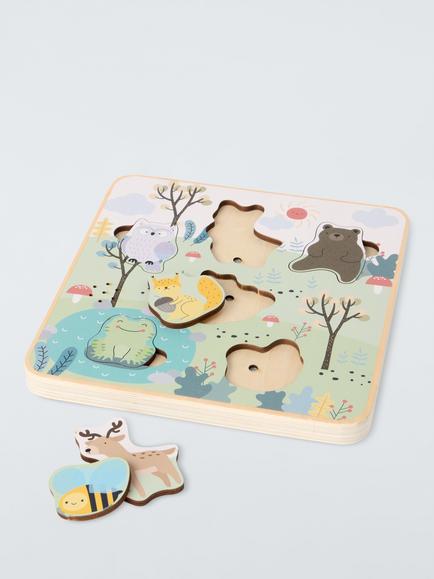 John Lewis Wooden Woodland Animal Sounds Puzzle, Multi