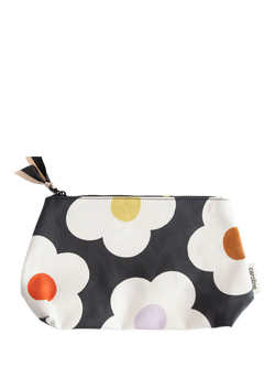 Caroline Gardner Flower Make Up Clutch Bag, Charcoal, Charcoal