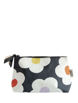 Caroline Gardner Flower Make Up Clutch Bag, Charcoal - view 2, Charcoal