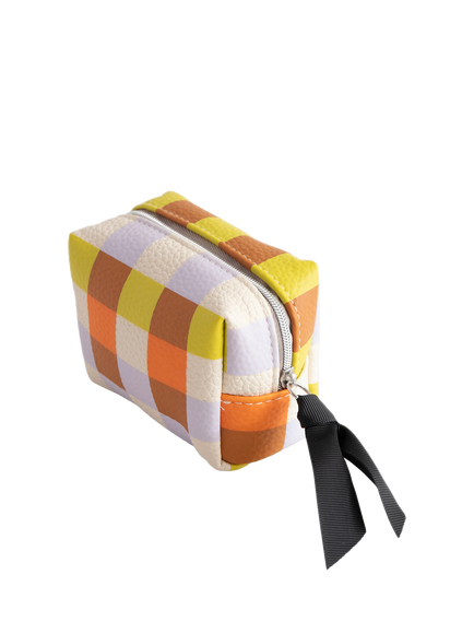 Caroline Gardner Check Cube Wash Bag, Multi - view 2, Multi