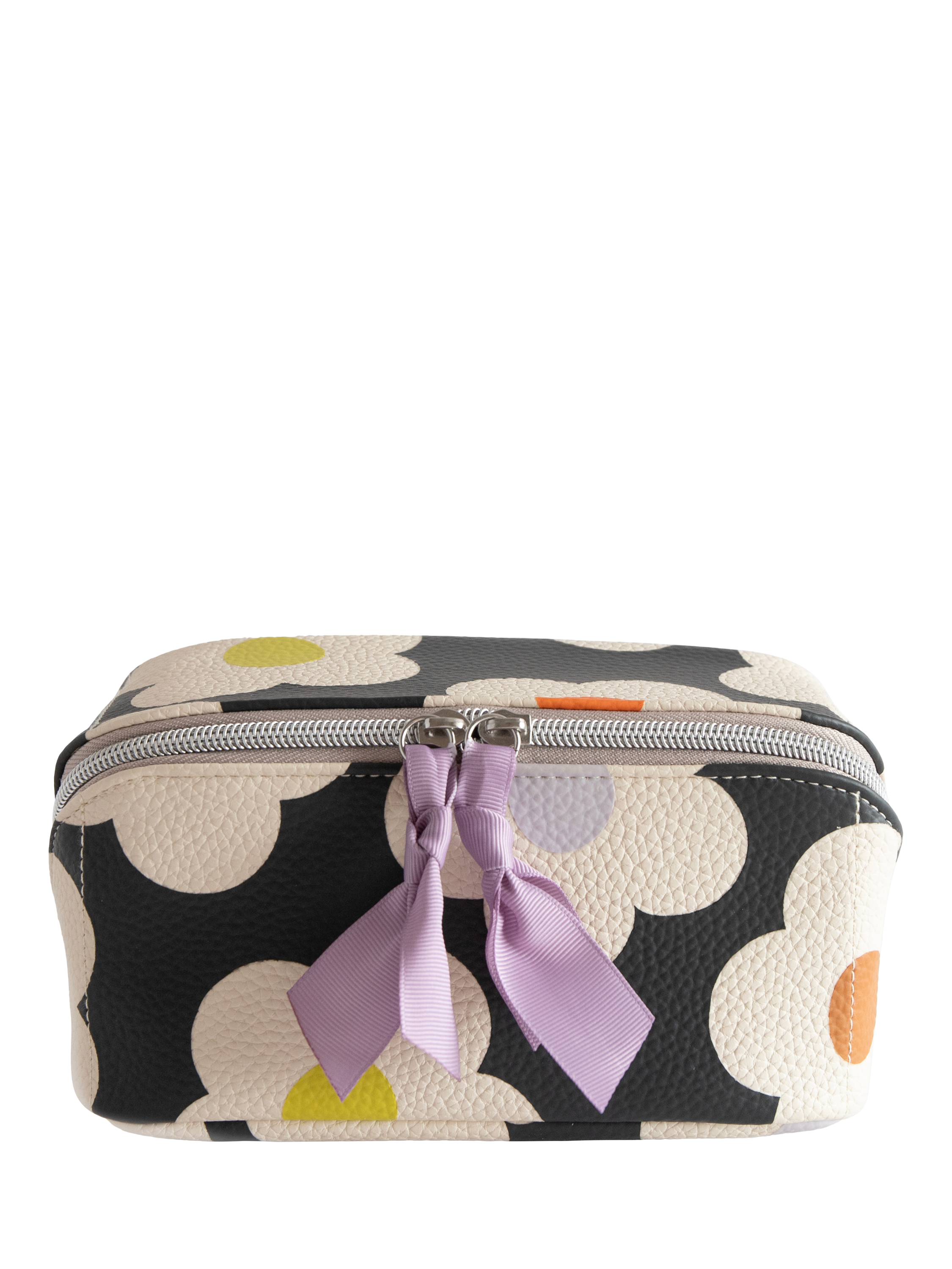 Product image 1 of 4, which shows Caroline Gardner Flower Wash Bag, Charcoal