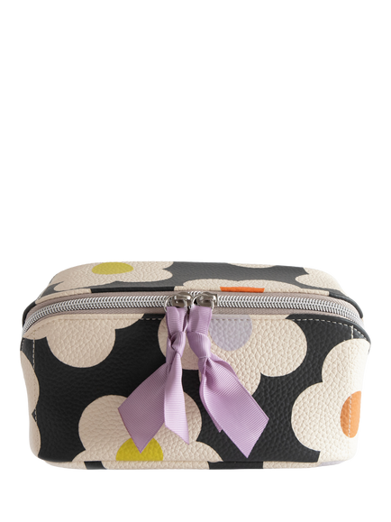 Caroline Gardner Flower Wash Bag, Charcoal, Charcoal