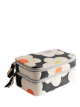 Caroline Gardner Flower Print Makeup Bag, Charcoal