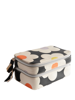 Caroline Gardner Flower Print Makeup Bag, Charcoal, Charcoal