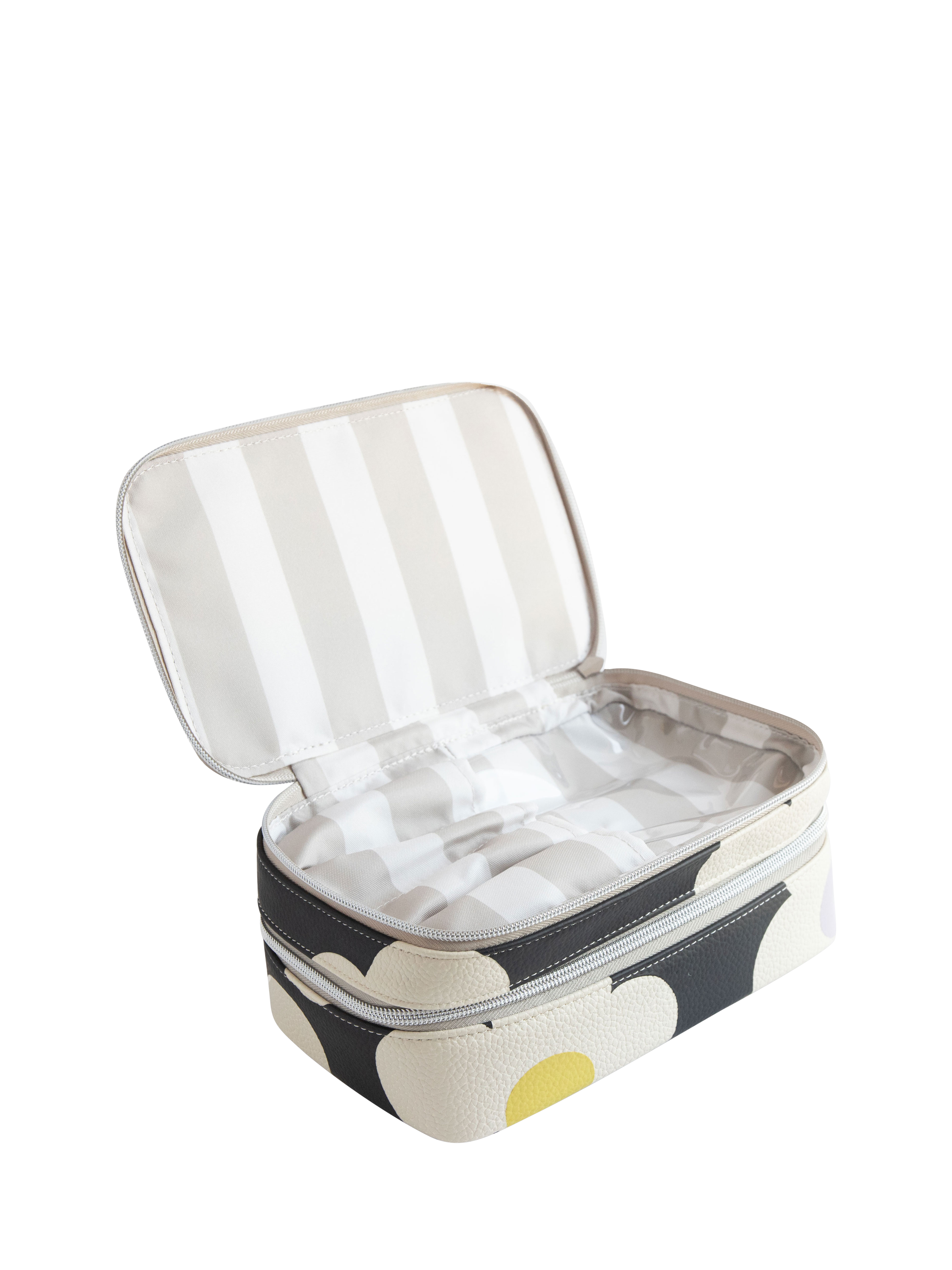 Product image 2 of 2, which shows Caroline Gardner Flower Print Makeup Bag, Charcoal