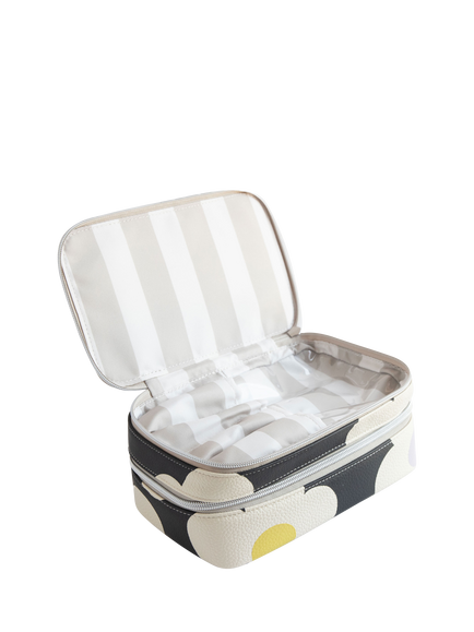 Caroline Gardner Flower Print Makeup Bag, Charcoal - view 2, Charcoal