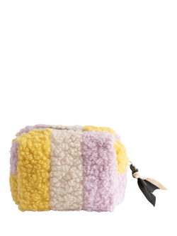 Caroline Gardner Stripe Borg Makeup Bag, Natural, Natural