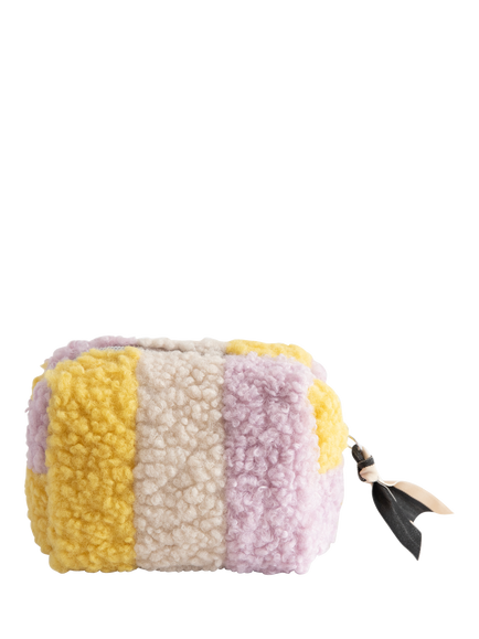 Caroline Gardner Stripe Borg Makeup Bag, Natural, Natural