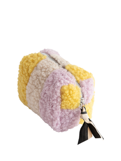 Caroline Gardner Stripe Borg Makeup Bag, Natural - view 2, Natural