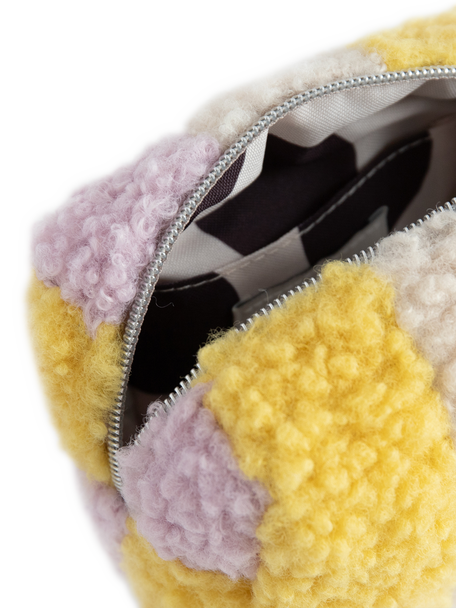 Product image 3 of 4, which shows Caroline Gardner Stripe Borg Makeup Bag, Natural