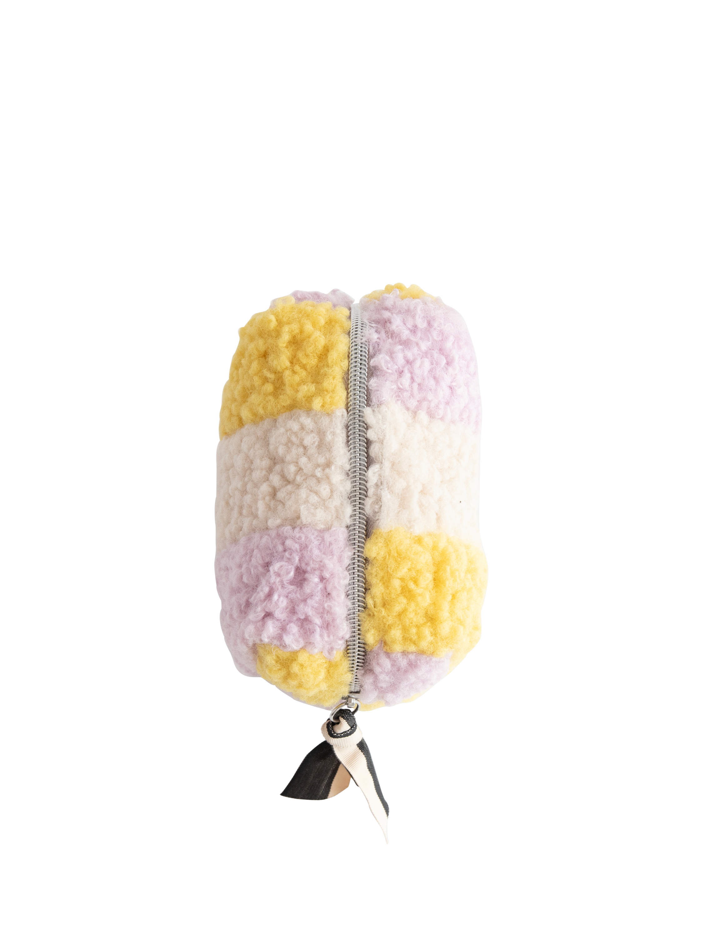 Product image 4 of 4, which shows Caroline Gardner Stripe Borg Makeup Bag, Natural