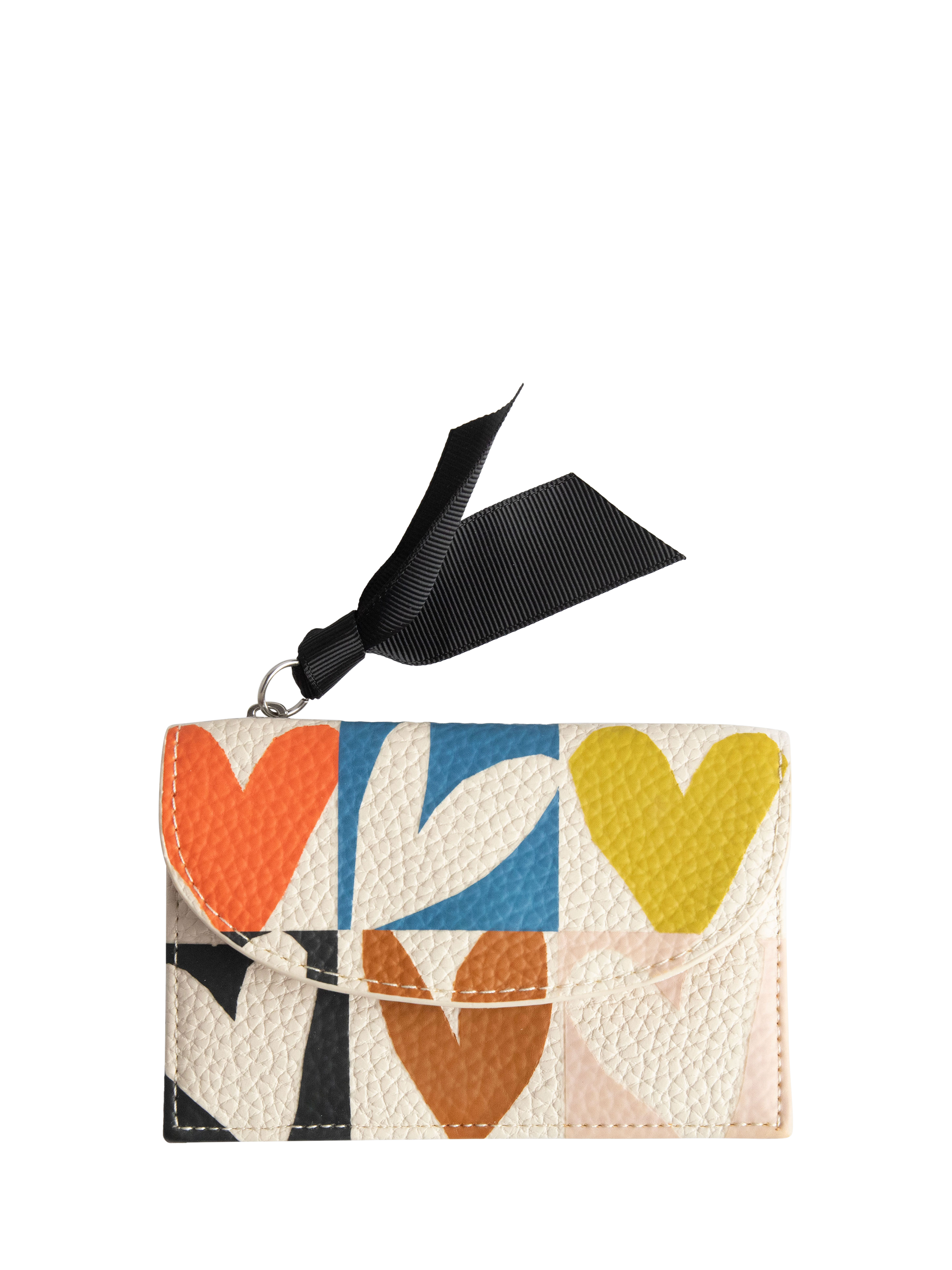Caroline Gardner Check Heart Card Holder, Multi