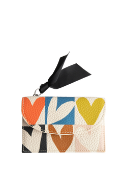 Caroline Gardner Check Heart Card Holder, Multi, Multi
