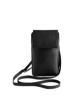 Caroline Gardner Faux Leather Phone Bag, Black, Black