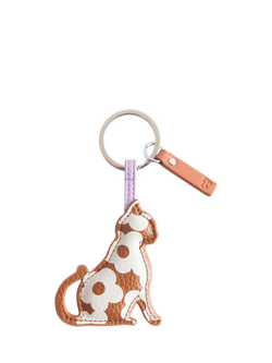 Caroline Gardner Floral Cat Keyring, Tan, Tan