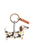 Caroline Gardner Flower Sausage Dog Keyring, Charcoal