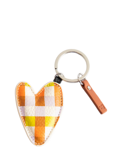 Caroline Gardner Multi Check Heart Keyring, Multi, Multi