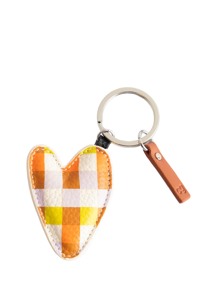 Caroline Gardner Multi Check Heart Keyring, Multi, Multi