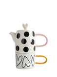 Caroline Gardner Spot/Heart Teapot & Cup Set, Multi