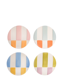 Caroline Gardner Stripe Ceramic Coasters, Set of 4, Multi, Multi