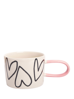 Caroline Gardner Big Hearts Mug, Mono, Mono
