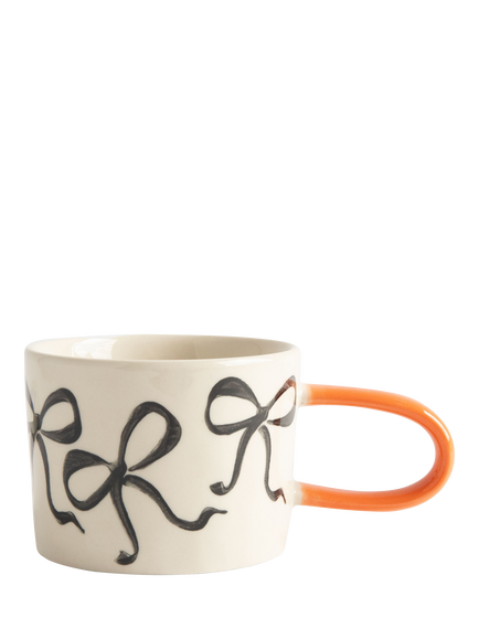Caroline Gardner Bow Print Mug, 300ml, Pink/Red, Pink/Red