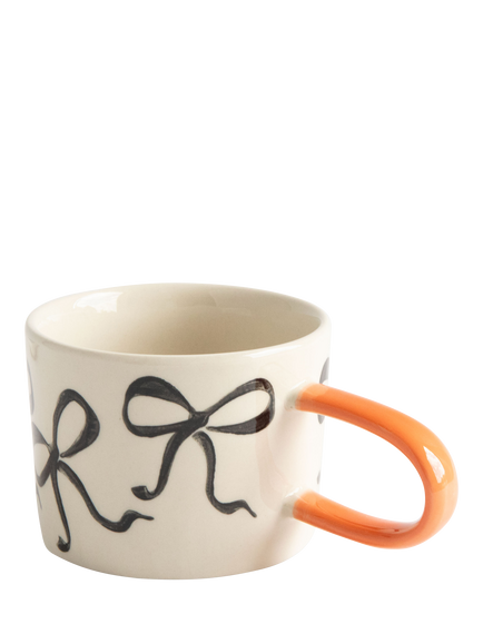 Caroline Gardner Bow Print Mug, 300ml, Pink/Red - view 2, Pink/Red