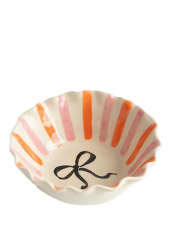 Caroline Gardner Bow Stripy Bowl, Pink, Pink
