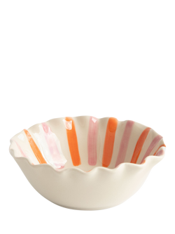 Caroline Gardner Bow Stripy Bowl, Pink - view 2, Pink